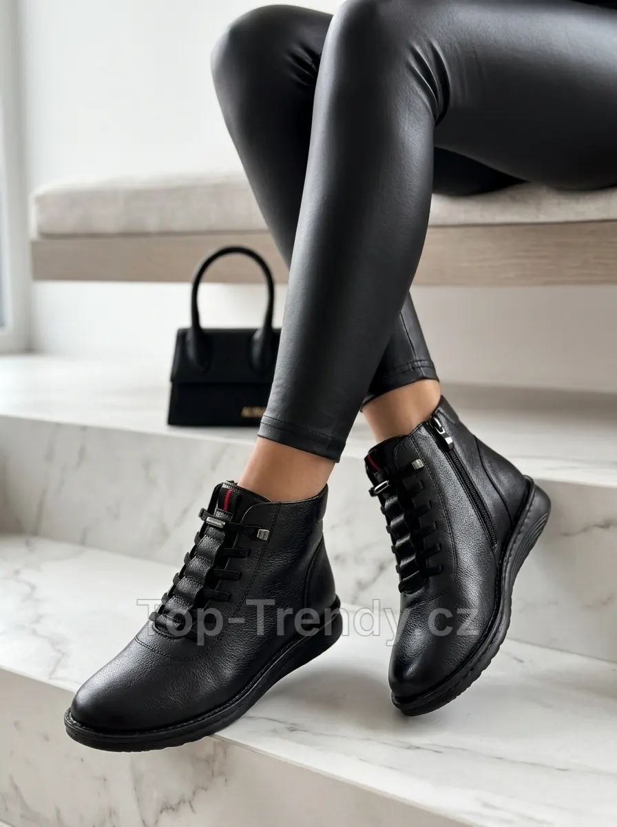 Women's faux-leather flat ankle boots Licia