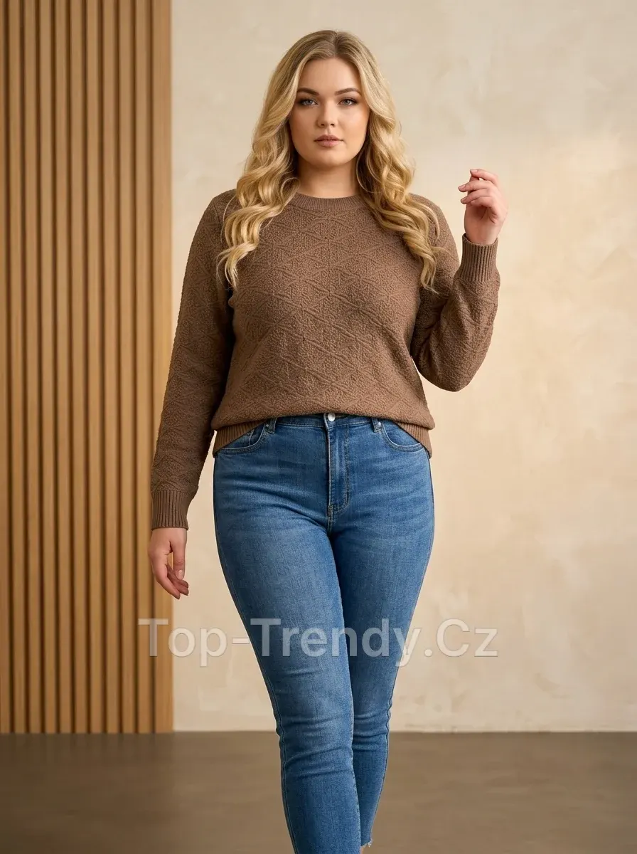 Pulover de damă cu model geometric în relief Giada