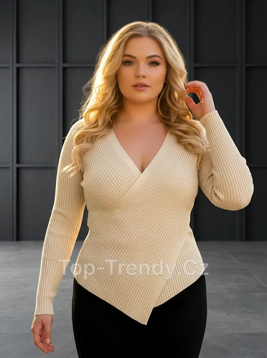 WOMEN'S RIBBED WRAP SWEATER WITH V-NECK VERA