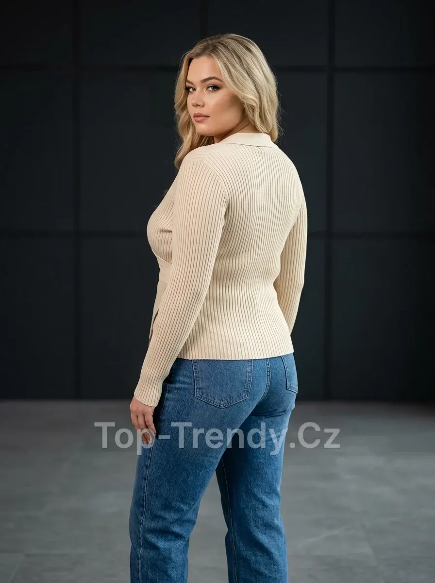 WOMEN'S RIBBED WRAP SWEATER WITH V-NECK VERA