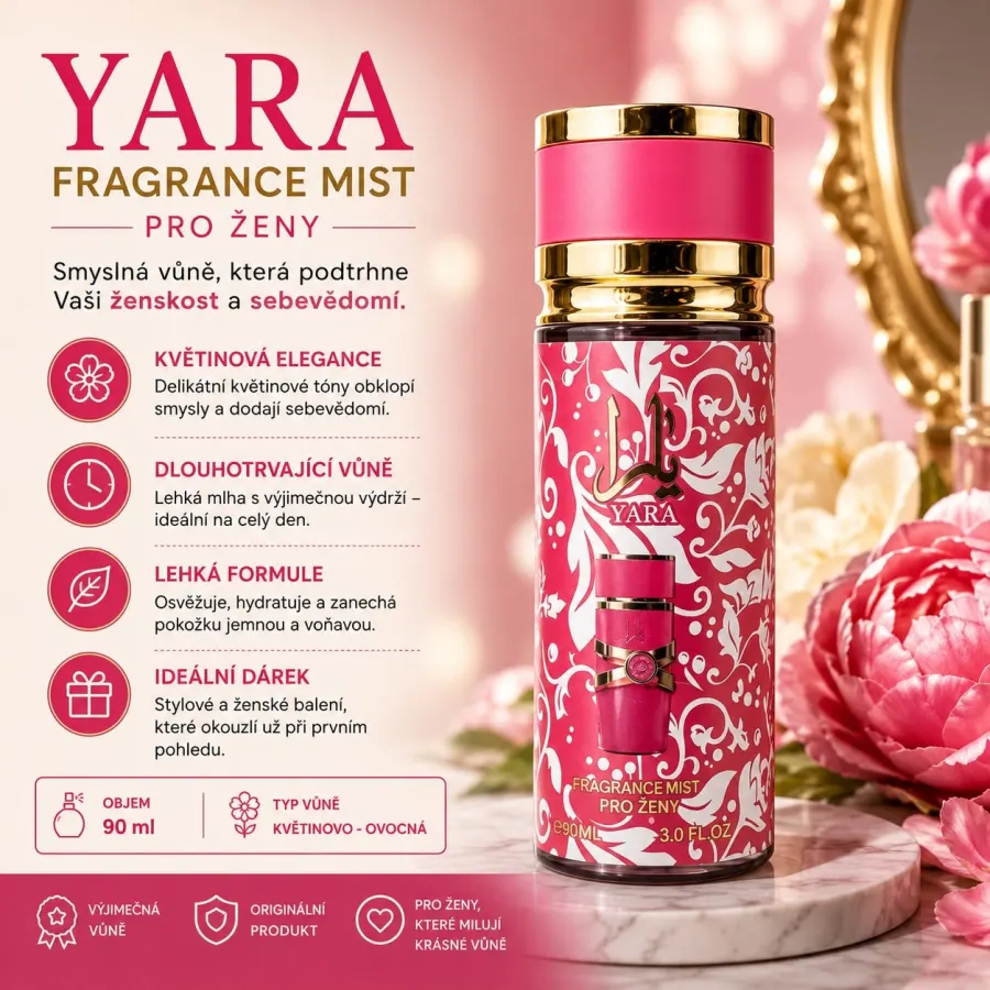 Parfémovaná voda tělová mlha inspirováno Lattafa Yara Candy 90 ml