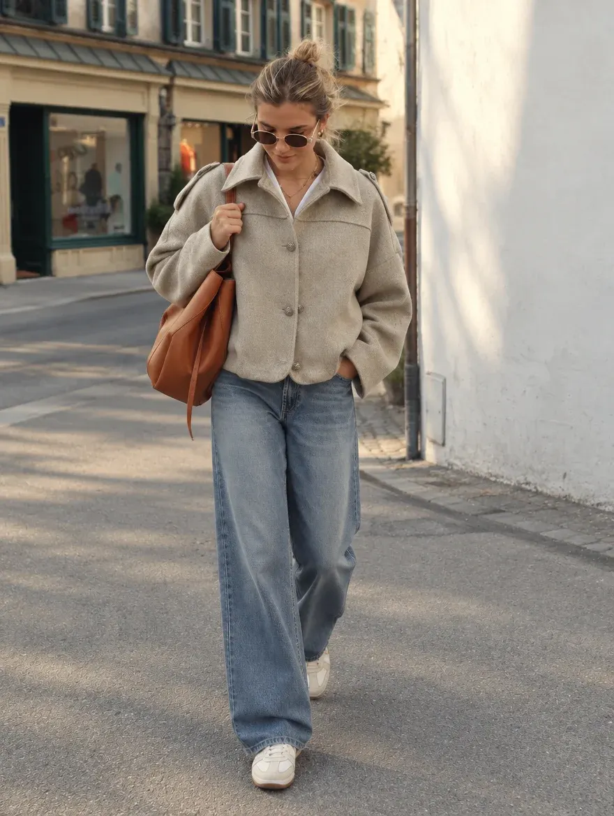 DÁMSKÉ OVERSIZE BOMBER SAKO S OZDOBNÝMI KNOFLÍKY ANEZKA