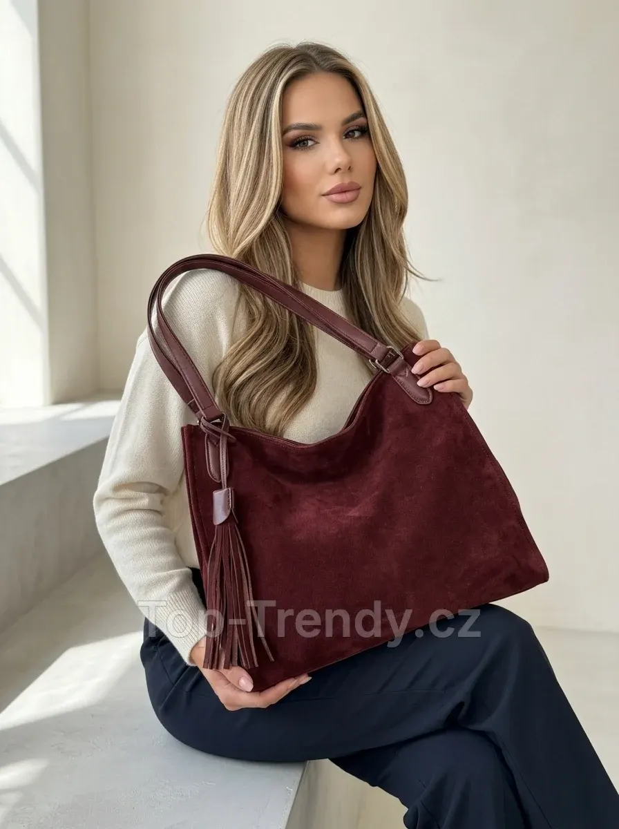 DÁMSKÁ LUXUSNÍ SEMIŠOVÁ SHOPPER KABELKA S TŘÁSNĚMI MAELINE